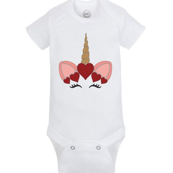Catty Corner Company Other - Unicorn with 5 Hearts Baby or Infant Onsie